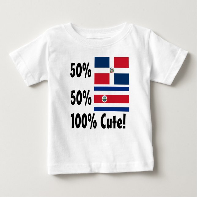 Camiseta Para Bebê Dominican 100% de Rican 50% da costela de 50% (Frente)