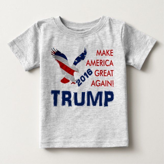 Camiseta Para Bebê Donald Trump Para Presidente (Frente)