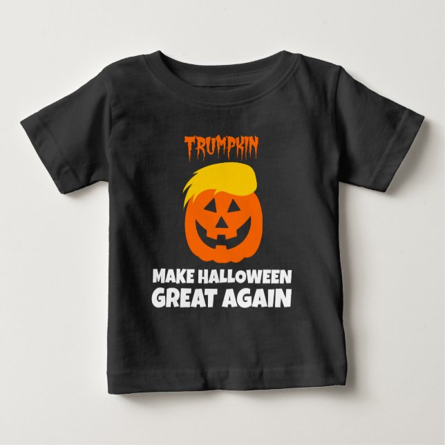 Camiseta Para Bebê Donald Trumpkin faz o excelente do Dia das Bruxas (Frente)