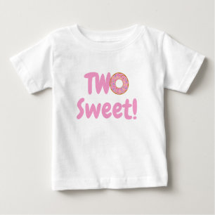 Camiseta Para Bebê Donut Rosa Dois Aniversário de 2 Anos Doce