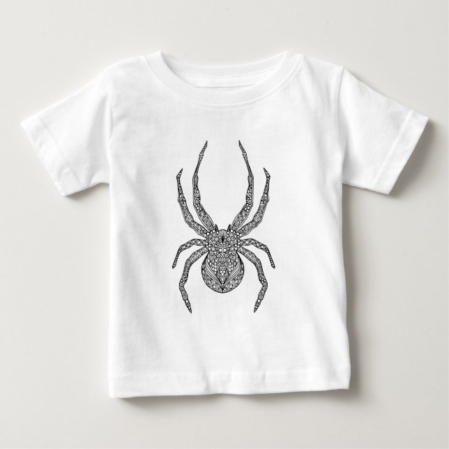 Camiseta Para Bebê Doodle da aranha (Frente)