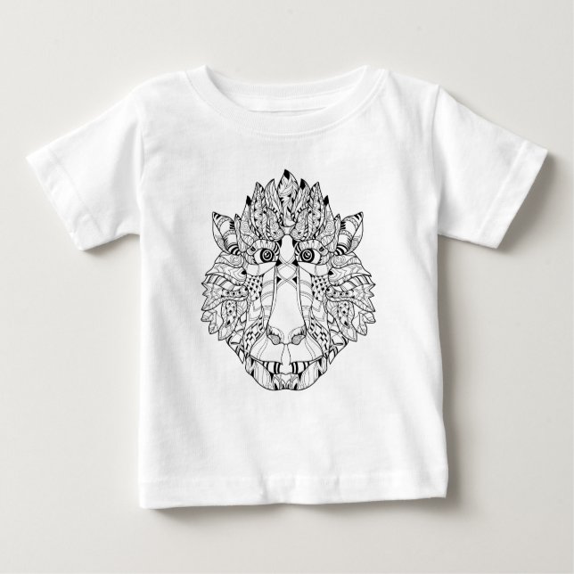 Camiseta Para Bebê Doodle da cabeça do macaco (Frente)