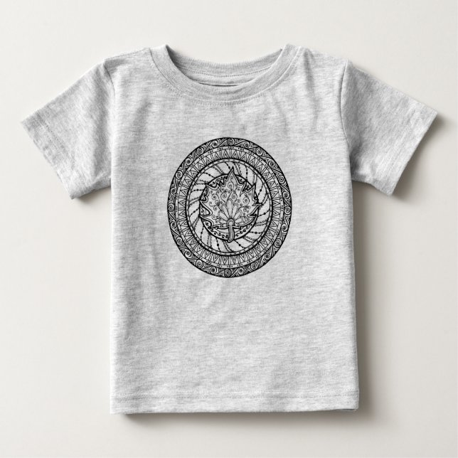 Camiseta Para Bebê Doodle da folha de bordo do outono (Frente)