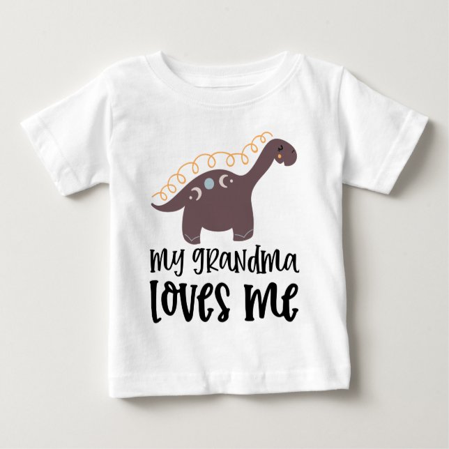 Camiseta Para Bebê Doodle Dino 🦖 minha avó me ama (Frente)