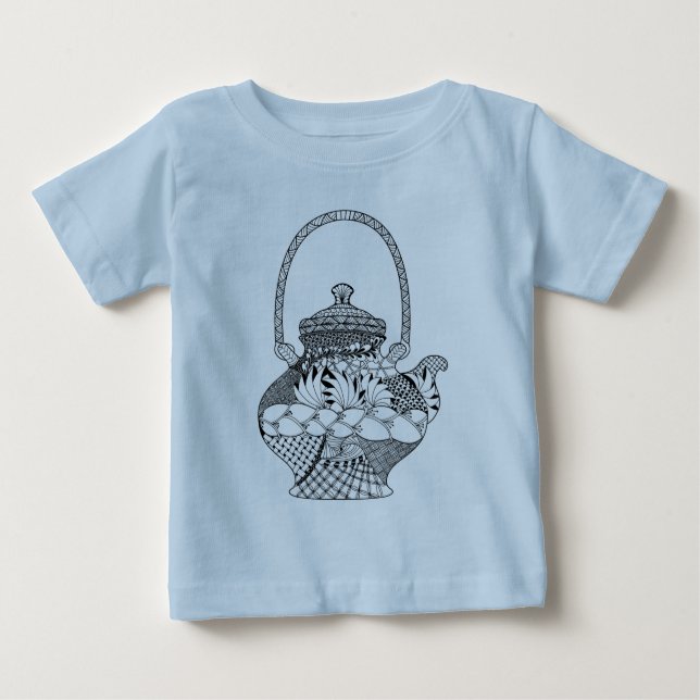 Camiseta Para Bebê Doodle do bule (Frente)