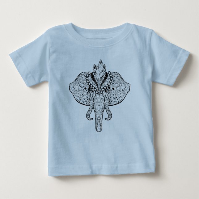 Camiseta Para Bebê Doodle do elefante do circo (Frente)