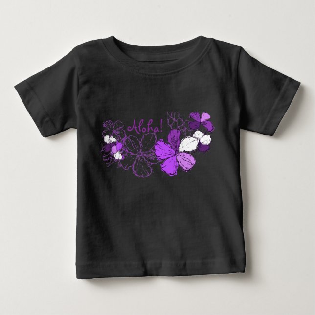 Camiseta Para Bebê Doodle Hibiscus Criança (Frente)