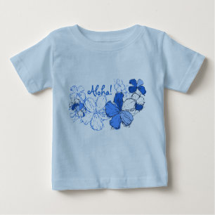 Camiseta Para Bebê Doodle Hibiscus Criança Tee