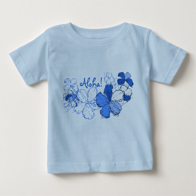 Camiseta Para Bebê Doodle Hibiscus Hawaiian Aloha (Frente)