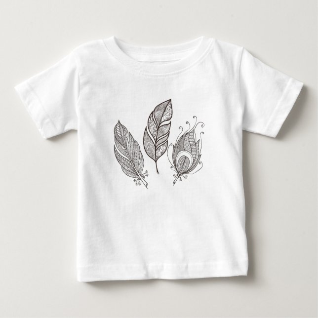 Camiseta Para Bebê Doodle intrincado da pena (Frente)
