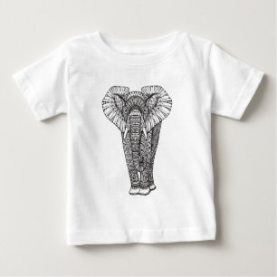 Camiseta Para Bebê Doodle modelado fantasia do elefante