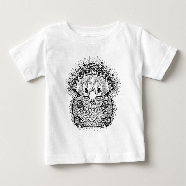 Camiseta Para Bebê Doodle tirado mão do Echidna (Frente)