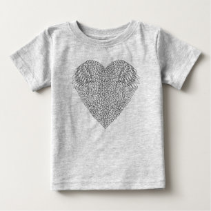 Camiseta Para Bebê Doodle voado do coração