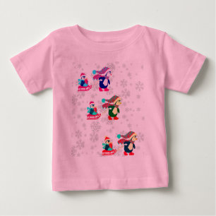 Camiseta Para Bebê Dorme de pinguins