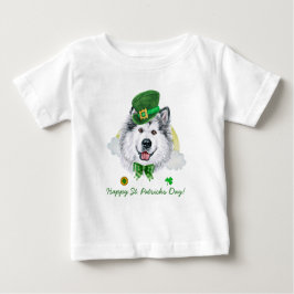 Camiseta Para Bebê Dourada Rua Engraçado Malamute, Dia dos Patrícios