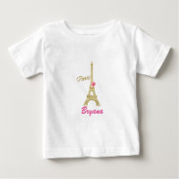 Dourada Torre Eiffel Paris e rosa rosa personaliza