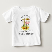 Dourada Vaca Brilhante Girassóis primeiro aniversa