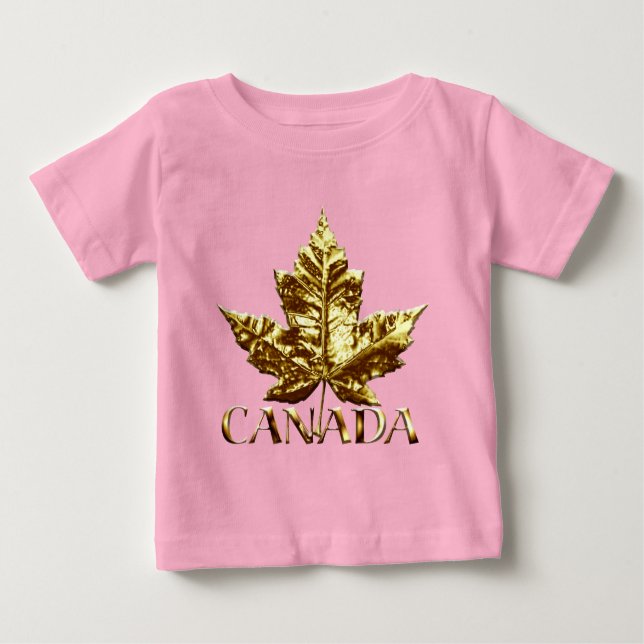 Camiseta Para Bebê Dourado Canadá Baby Shirts Canadá Souvenir T-shirt (Frente)