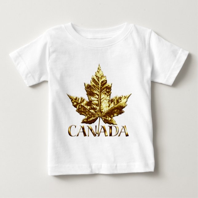 Camiseta Para Bebê Dourado Canadá Baby Shirts Canadá Souvenir T-shirt (Frente)