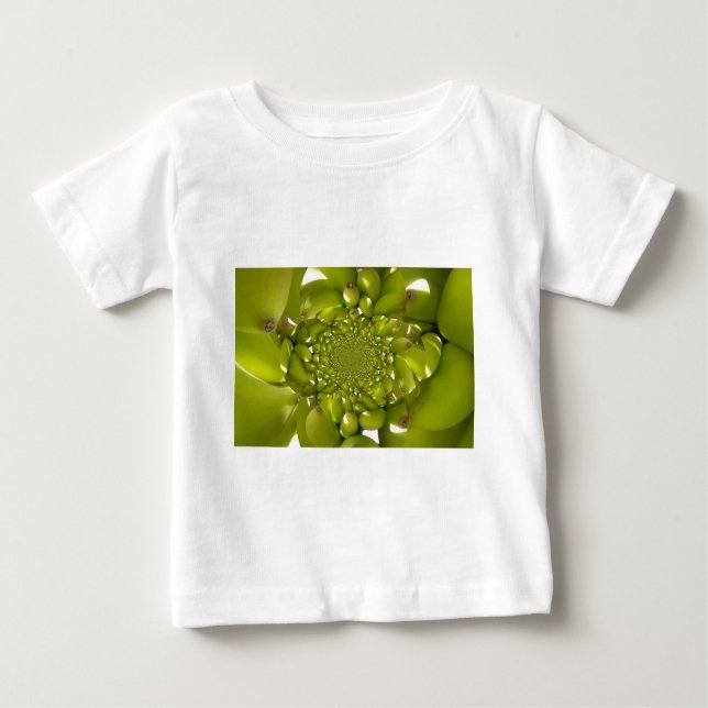 Camiseta Para Bebê Dourado Verde: Banana Torre Tropical Caleidoscópio (Frente)