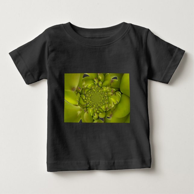 Camiseta Para Bebê Dourado Verde: Banana Torre Tropical Caleidoscópio (Frente)