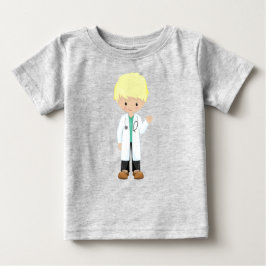 Camiseta Para Bebê Doutor, Jaleco, Medicina, Menino Fofo, Cabelo Loir