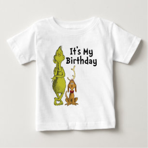 Camiseta Para Bebê Doutor Seuss Aniversário de Inverno do Grinch