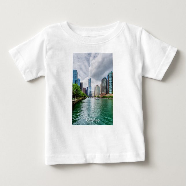 Camiseta Para Bebê Down Chicago River Baby T-Shirt (Frente)