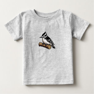 Camiseta Para Bebê Downy Woodpecker bird Baby Fine Jersey T Shirt