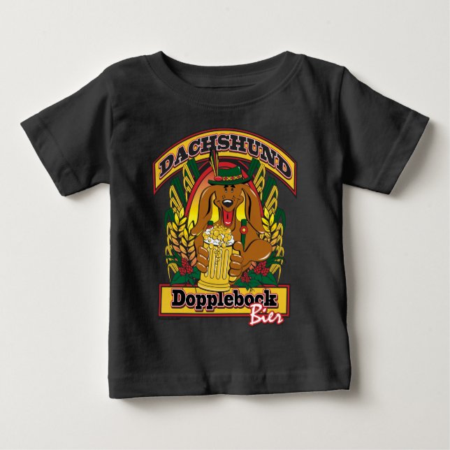 Camiseta Para Bebê Doxie-Dopplebock-Beer (Frente)