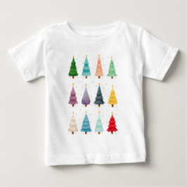Camiseta Para Bebê Doze Árvores de Natal: Impressão Colorida de Feria
