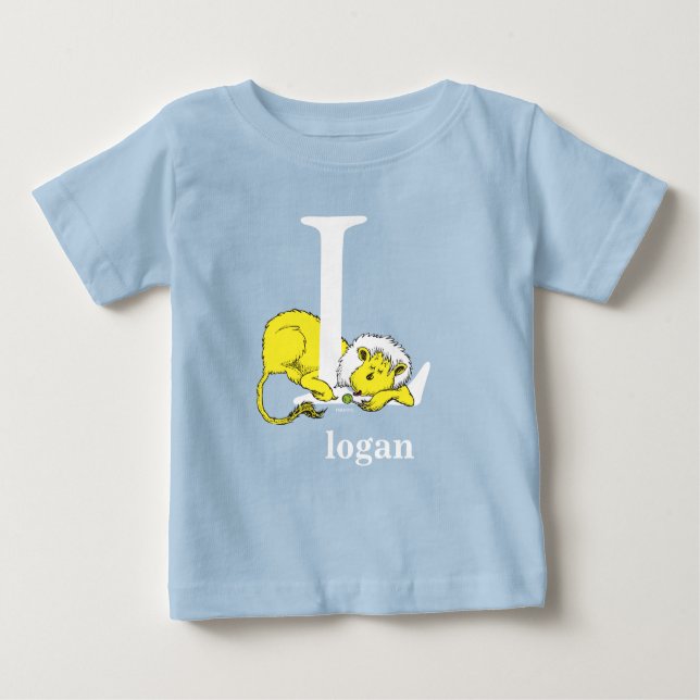 Camiseta Para Bebê Dr. Seuss ABC: Carta L - Branco | Adicione seu nom (Frente)