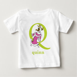 Camiseta Para Bebê Dr. Seuss ABC: Carta Q - Verde Adicione seu nome
