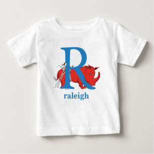 Camiseta Para Bebê Dr. Seuss ABC: Carta R - Azul   Adicione seu nome
