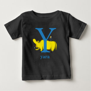 Camiseta Para Bebê Dr. Seuss ABC: Carta Y - Azul   Adicione seu nome