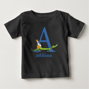 Camiseta Para Bebê Dr. Seuss ABC: Letra A - Azul   Adicione seu nome