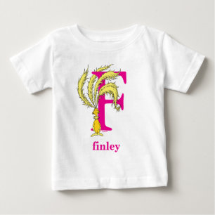 Camiseta Para Bebê Dr. Seuss ABC: Letra F - Rosa   Adicione seu nome