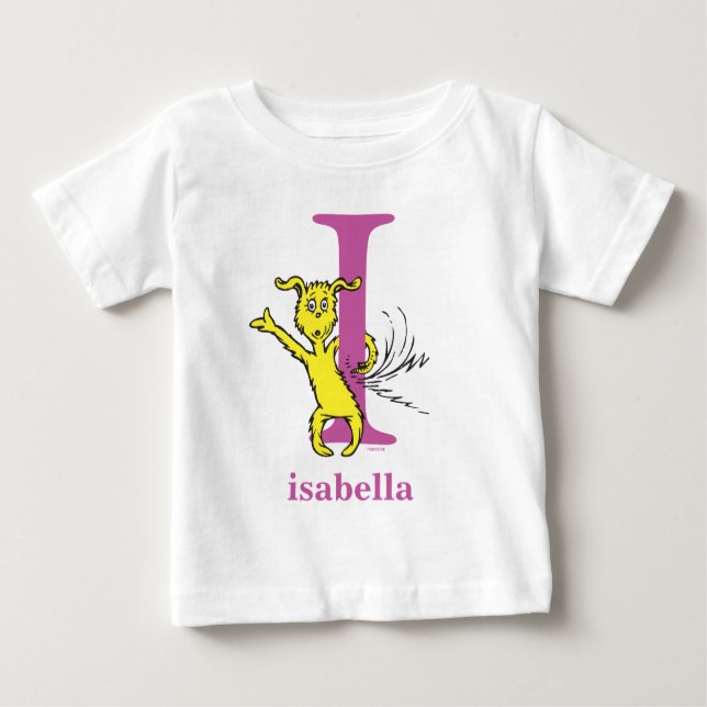 Camiseta Para Bebê Dr. Seuss ABC: Letra I - Roxo | Adicione seu nome (Frente)