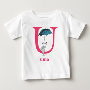 Camiseta Para Bebê Dr. Seuss ABC: Letra U - Rosa   Adicione seu nome