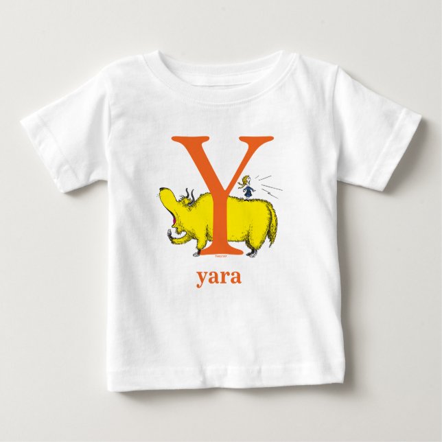 Camiseta Para Bebê Dr. Seuss ABC: Letra Y - Laranja | Adicione seu no (Frente)