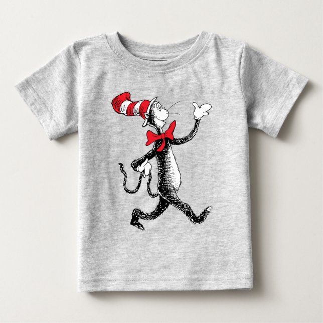 Camiseta Para Bebê Dr. Seuss | Gato na Marcha do Chapéu (Frente)