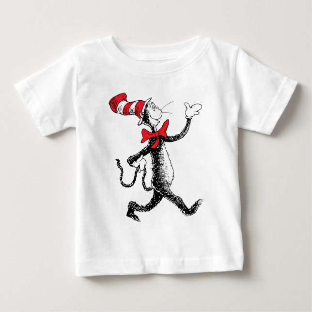 Camiseta Para Bebê Dr. Seuss | Gato na Marcha do Chapéu (Frente)