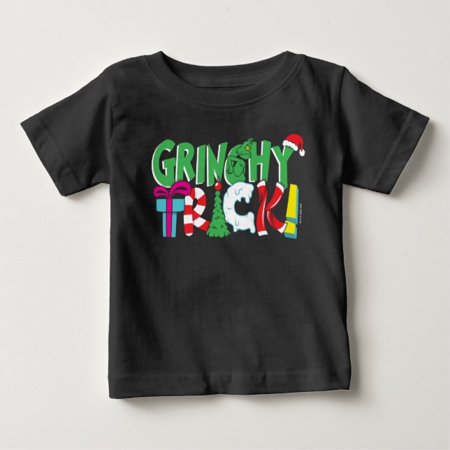 Camiseta Para Bebê Dr. Seuss | Truque de Grinchy (Frente)