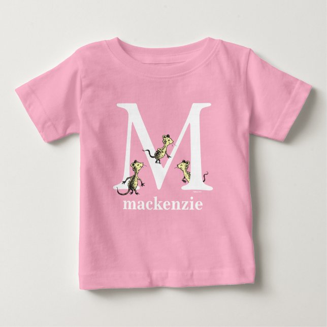 Camiseta Para Bebê Dr. Seuss's ABC: Letter M - White | Add Your Name (Frente)
