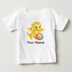 Camiseta Para Bebê Dragão Bebê Amarelo Personalizado Jogando Bola