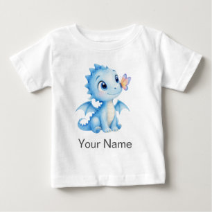 Camiseta Para Bebê Dragão Bebê Borboleta Aquarela Personalizada para