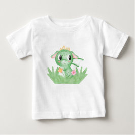 Camiseta Para Bebê Dragão-Bebê Cachorro Aquarela