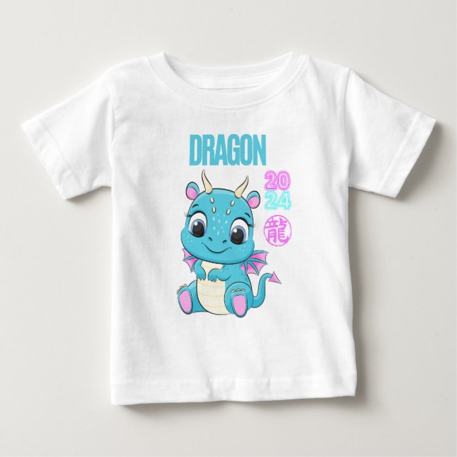 Camiseta Para Bebê Dragão-Bebê-Cute 2024 (Frente)
