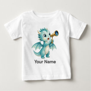 Camiseta Para Bebê Dragão Bebê Fofo Personalizado com Telescópio