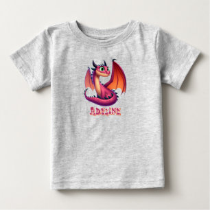 Camiseta Para Bebê Dragão branco roxo/vermelho personalizado